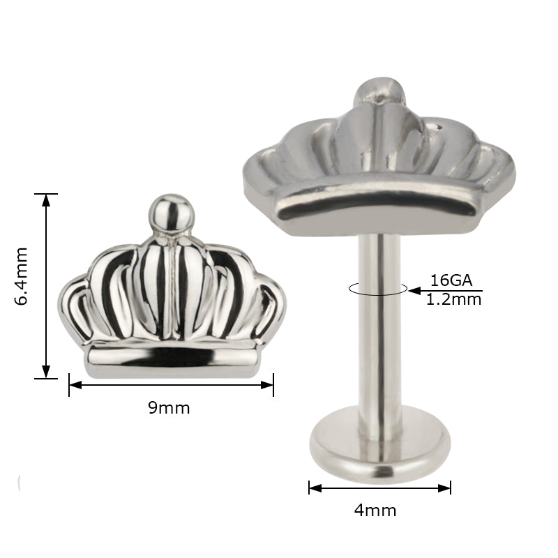 Corona in titanio ASTM F136 da implantologia certificato. Questo gioiello a corona offre un'alternativa più raffinata e moderna rispetto ai piercing più tradizionali. Rimani al passo con la moda con la corona, simbolo di potere e autorità.